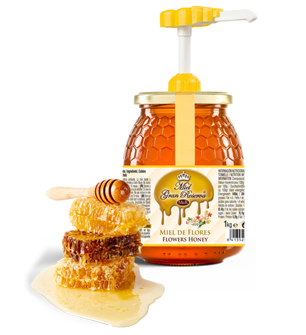 Dosificador de miel con 3 tapas