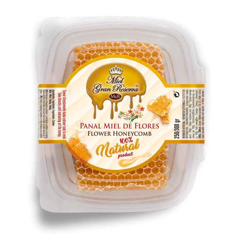 Panal de miel x 350 g - Miel panal de Mil Flores con aroma floral,  cosechada en UE. Miel en panal, mejora las defensas, propiedades  antivirales.